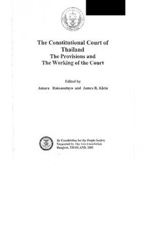 The Constitutional Court of Thailand: The Provisions and The Working of the Court