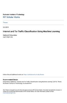 [Master's Thesis] Internet and Tor Traffic Classification Using Machine Learning