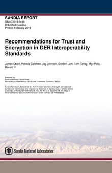 Recommendations for Trust and Encryption in DER Interoperability Standards