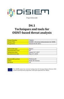 Techniques and tools for OSINT-based threat analysis