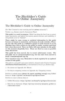 The Hitchhiker’s Guide to Online Anonymity