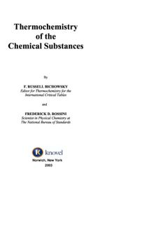 Thermochemistry of the chemical substances