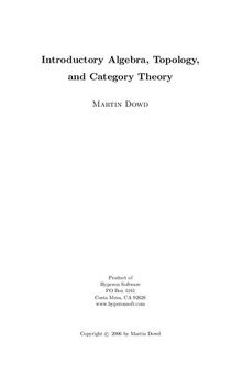 Introductory Algebra, Topology, and Category Theory