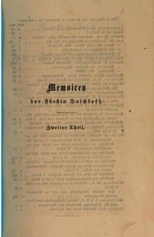 Memoiren der Fürstin Daschkoff. Zur Geschichte der Kaiserin Katharina II.