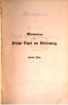 Memoiren des Herzogs Eugen von Württemberg