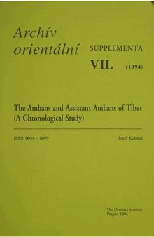 The Ambans and Assistant Ambans of Tibet (A Chronological Study)