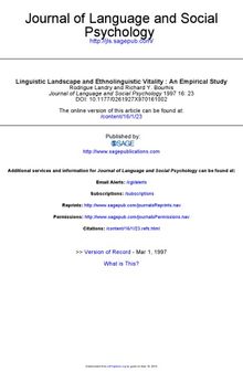Linguistic Landscape and Ethnolinguistic Vitality : An Empirical Study