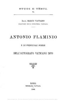 Antonio Flaminio e le principali poesie dell'autografo Vaticano 2870