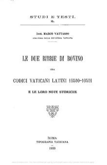 Le due Bibbie di Bovino ora codici vaticani latini 10510-10511 e le loro note storiche