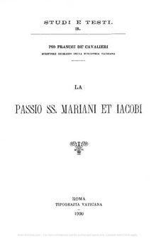 La Passio ss. Mariani et Iacobi