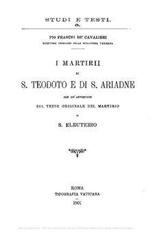 I martirii di s. Teodoto e di s. Ariadne