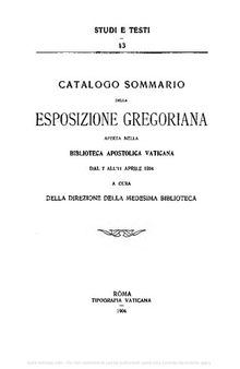 Catalogo sommario della Esposizione Gregoriana (rist. anast. 1904)