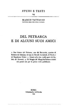 Del Petrarca e di alcuni suoi amici