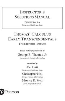 Instructor's Solutions Manual Thomas' Calculus Early Transcendentals Fourteenth Edition