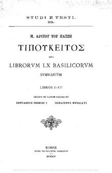 Librorum LX Basilicorum summarium. Libros 1º-12º