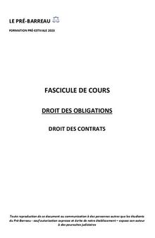 Fascicule de cours - Droit des contrats