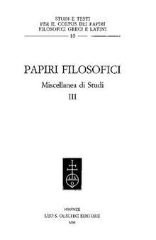 Papiri filosofici. Miscellanea di studi. Vol. 3