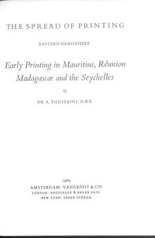 Early Printing in Mauritius, Réunion, Madagascar and the Seychelles