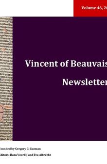 Vincent of Beauvais Newsletter