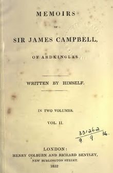 Memoirs of Sir James Campbell, of Ardkinglas