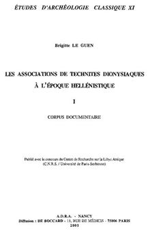 Les associations de technites dionysiaques à l'époque hellénistique