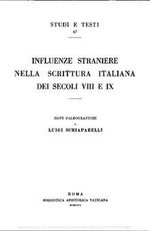 Influenze straniere nella scrittura italiana dei secoli VIII e IX