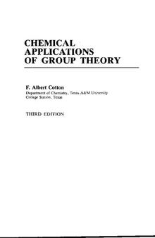 Chemical Applications of Group Theory, 3rd Edition