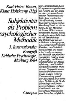 Subjektivität als Problem psychologischer Methodik