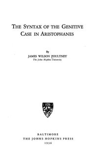 The Syntax of the Genitive Case in Aristophanes