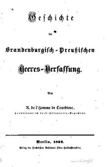 Geschichte der Brandenburgisch-Preußischen Heeres-Verfassung