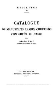 Catalogue des manuscrits arabes chrétiens conservés au Caire