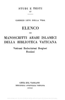 Elenco dei manoscritti arabi islamici della Biblioteca Vaticana