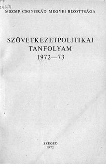 Szövetkezetpolitikai tanfolyam 1972—73