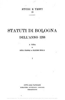 Statuti di Bologna dell'anno 1288