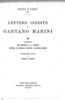 Lettere inedite di Gaetano Marini. Appendici