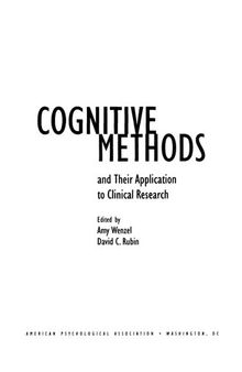 Cognitive Methods and Their Application to Clinical Research