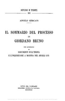 Il sommario del processo di Giordano Bruno