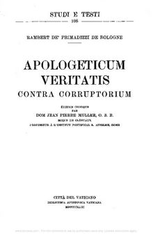 Apologeticum veritatis contra Corruptorium. Edition critique