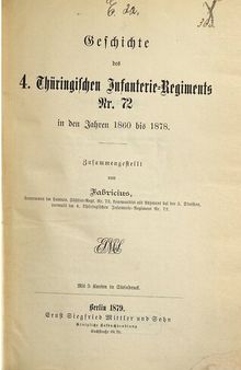 Geschichte des 4. Thüringischen Infanterie-Regiments Nr. 72 - 1868-1878
