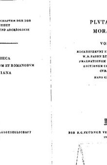 Plutarch Moralia Vol. 1