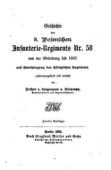 Geschichte des 3. Posenschen Infanterie-Regiments Nr. 58 von der Gründung bis 1892