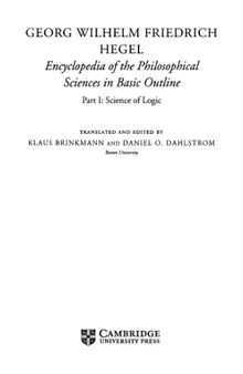 Encyclopaedia of the Philosophical Sciences in Basic Outline, Part 1, Logic