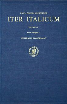 Iter Italicum. vol III (Alia Itinera I) - Australia to Germany