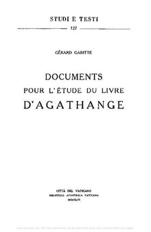 Documents pour l'étude du livre d'Agathange