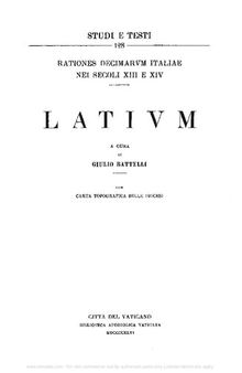 Rationes decimarum Italiae nei secoli XIII e XIV. Latium