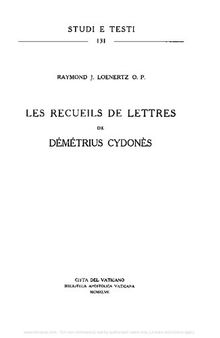 Les recueils de lettres de Démétrius Cydonès