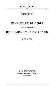 Inventari di libri nelle serie dell'Archivio Vaticano (1287-1459)