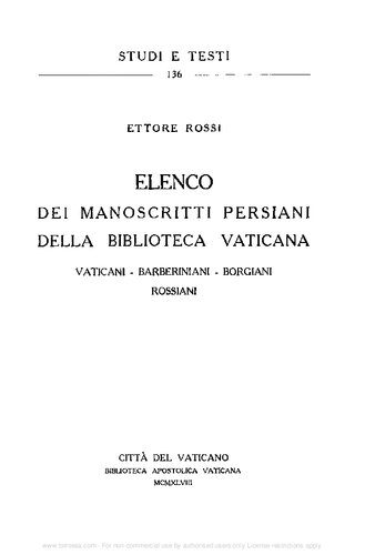 Elenco dei manoscritti persiani della Biblioteca Vaticana