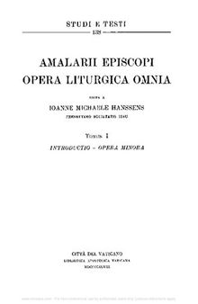 Amalarii episcopi opera liturgica omnia