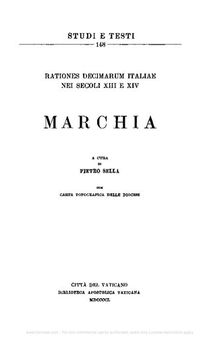 Rationes decimarum Italiae nei secoli XIII e XIV. Marchia